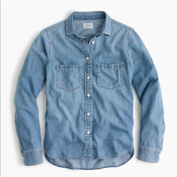 embroidered j crew everyday chambray shirt - Picture 4 of 5